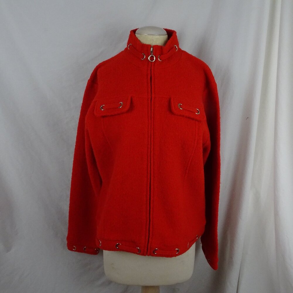 Metro Style Women Orange Coat 100% Boiled Wool Size L